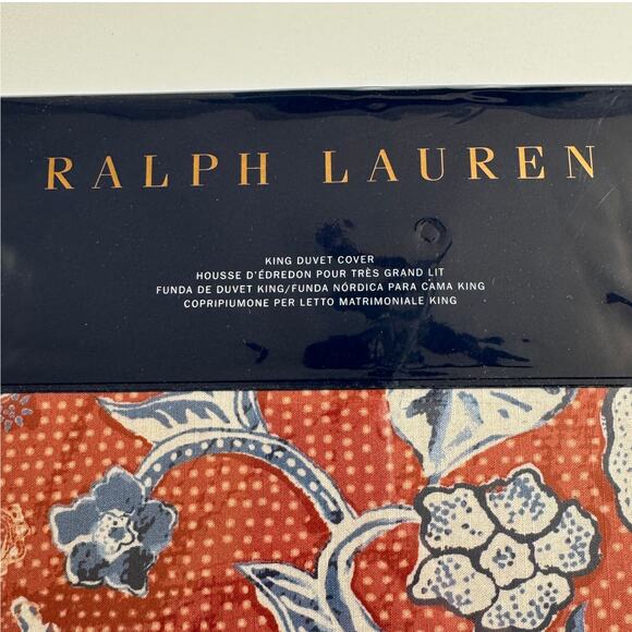 Ralph Lauren Luxury Mirabelle King Duvet Terracotta 108” x 96" NEW Preppy $425 - Picture 5 of 8